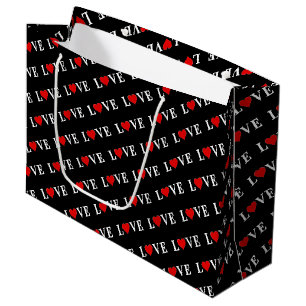 LOVE Heart modern chic elegant black and white Large Gift Bag