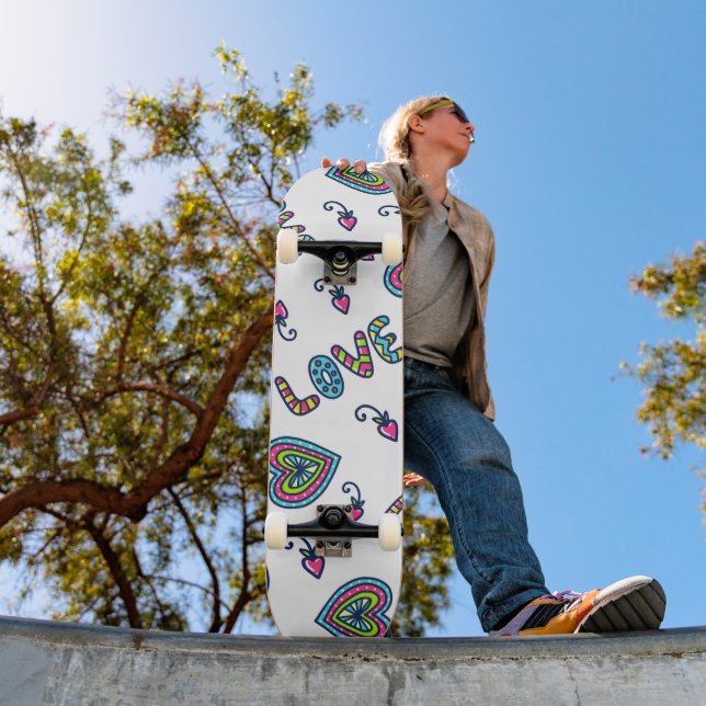 Love Heart Modern Pattern Skateboard (Outdoor 1)
