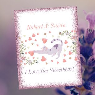 Love Heart Modern Trendy Cute Cat Valentines Day Holiday Card