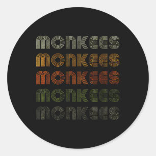 Love Heart Monkees Tee Grunge Vintage Style Black Classic Round Sticker