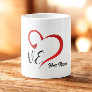Love Heart Monogram Custom Names Coffee Mug
