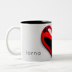 love heart monogram name simple modern minimal Two-Tone coffee mug