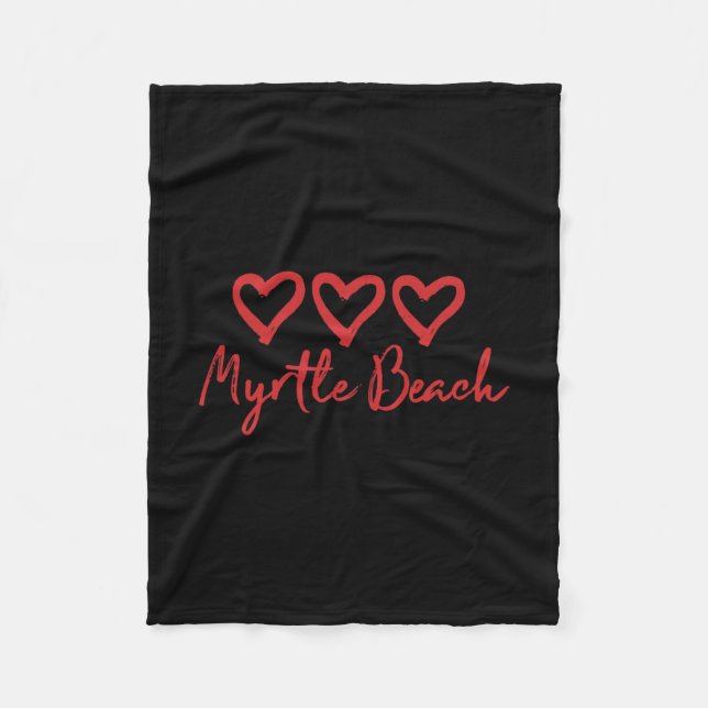 Love Heart Myrtle Beach Loves Ocean Vacation Heart Fleece Blanket (Front)