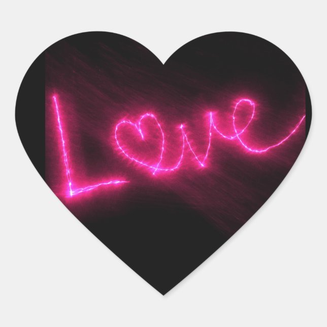 love heart neon hot pink black stickers (Front)