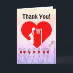 Love Heart Netball Thank You Card<br><div class="desc">Netball thank you greeting card template with red love heart player silhouette design. Custom personalised cards for netball player or fan.</div>
