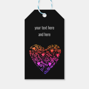 love heart ombre pink purple gift tags
