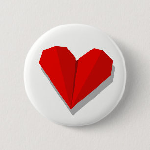 Love Heart Origami Vector Illustration 6 Cm Round Badge