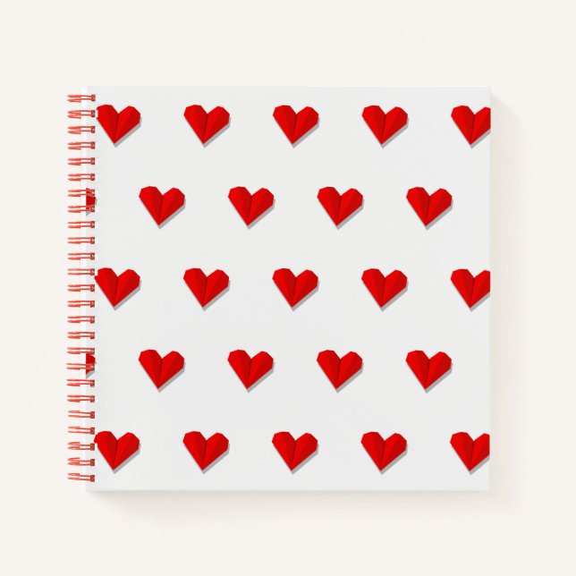 Love Heart Origami Vector Pattern Notebook (Front)