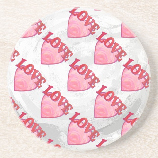 Love Heart Pattern Coaster (Front)