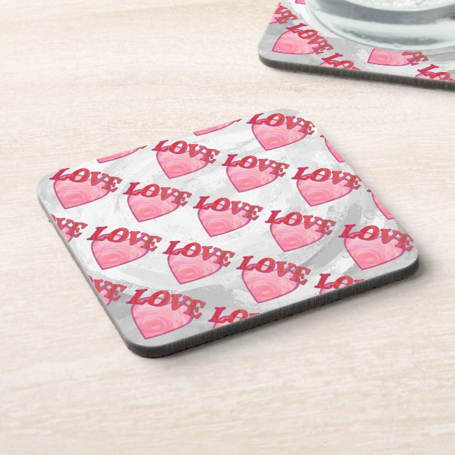 Love Heart Pattern Coaster (Left Side)