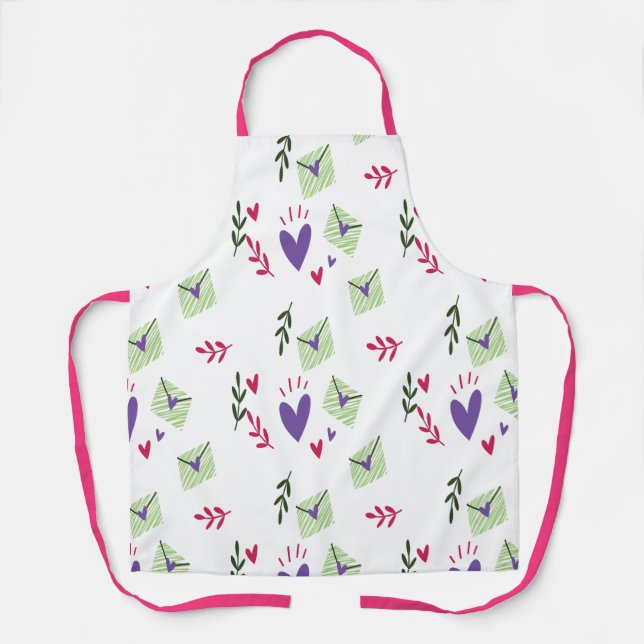 Love heart pattern for Valentine's Day Apron (Front)