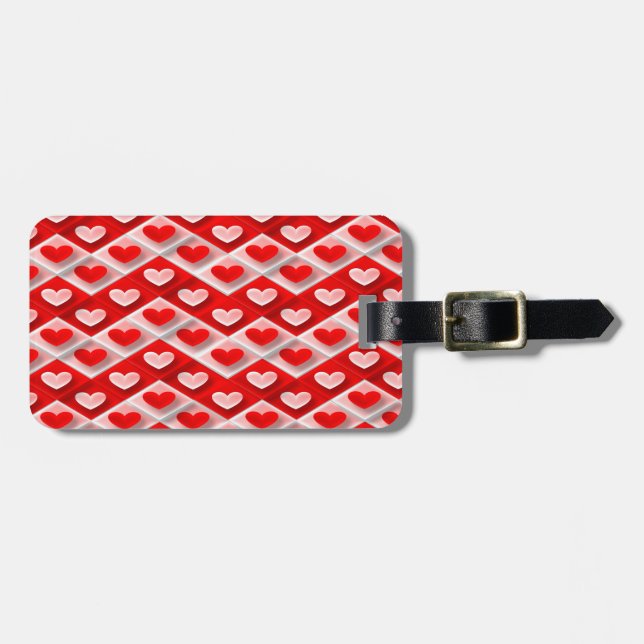 Love Heart Pattern Luggage Tag (Front Horizontal)
