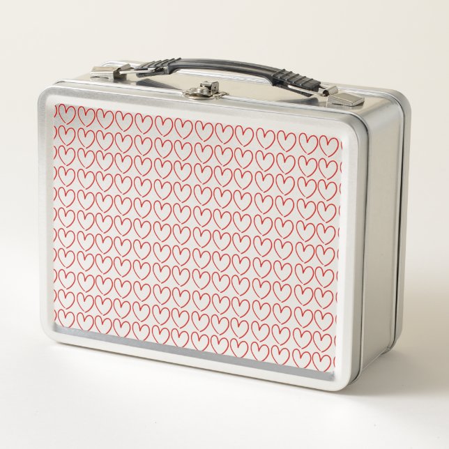 Love heart pattern metal lunch box (Front)