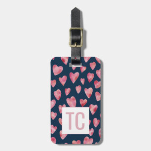 Love Heart Pattern Monogram Luggage Tag