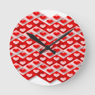 Love Heart Pattern Round Clock