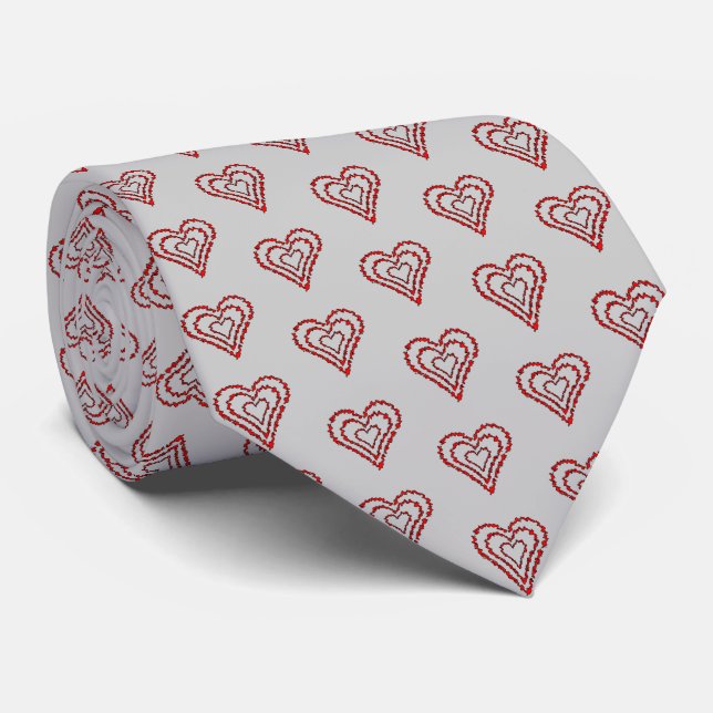 Love Heart Pattern Tie (Rolled)