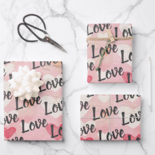 Love Heart Pattern Valentine Wrapping Paper Sheet