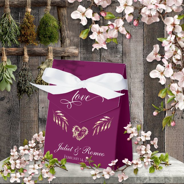 Love & Heart Personalised - Plum Favour Box (Creator Uploaded)
