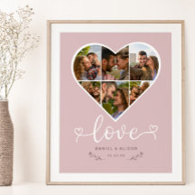 Love Heart Photo Collage Grid Couple Blush
