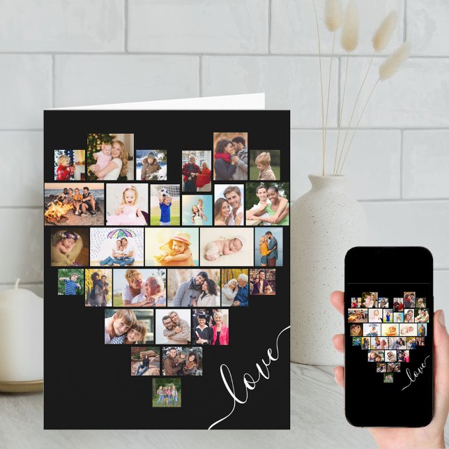 Love Heart Photo Collage Happy Anniversary Card (Creator Uploaded)