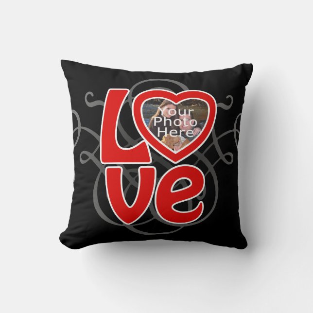 Love Heart Photo Frame Custom Pillow (Front)