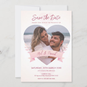 Love Heart Photo Save the Date Invitation