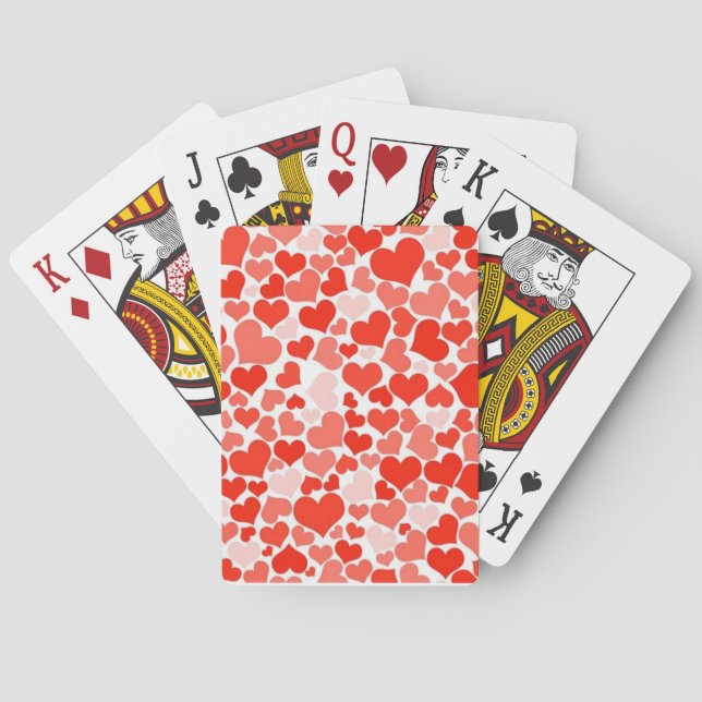 Love Heart Pink And Red Custom Year Playing Cards (Back)