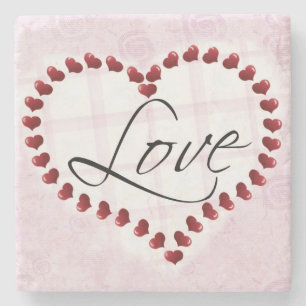 LOVE Heart Pink and Red Valentine's Stone Coaster
