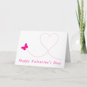 Love Heart Pink Butterfly Valentine's Day Card