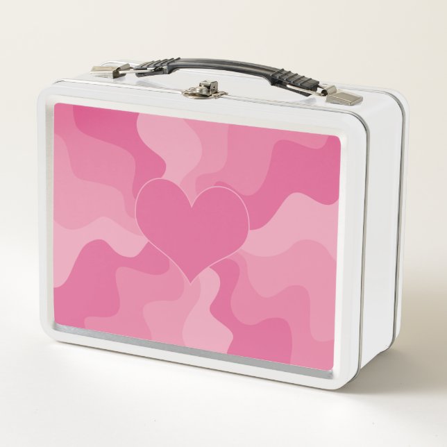 Love Heart - Pink Metal Lunch Box (Front)