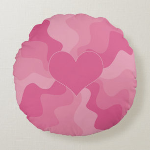 Love Heart - Pink Round Cushion