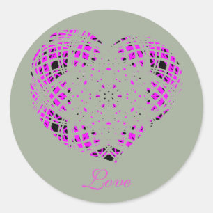 Love Heart Pink Text Classic Round Sticker