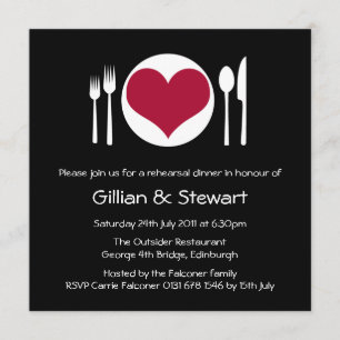 Love Heart Plate Rehearsal Dinner Invitation - Red