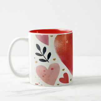 Love Heart Print Design Two-Tone Coffee Mug