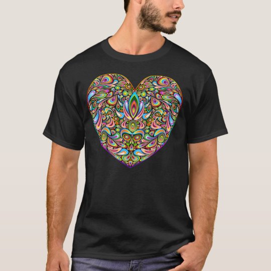 Love Heart Psychedelic Art Design Dark T-Shirt