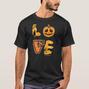 Love Heart Pumpkin Halloween Candy Corn Carving Sp T-Shirt