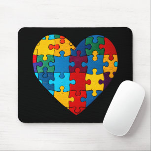 Love Heart Puzzle Acceptance Autism Awareness Mouse Mat