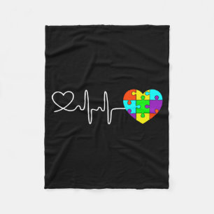Love Heart Puzzle Acceptance Men Women Kids Autism Fleece Blanket