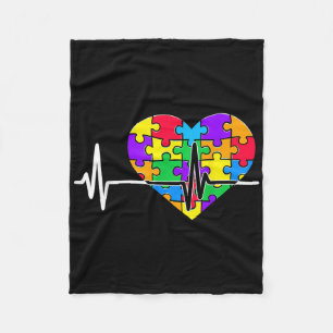 Love Heart Puzzle Acceptance Men Women Kids Autism Fleece Blanket
