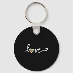Love Heart Puzzle Cute Autism Awareness Asd Men Wo Key Ring