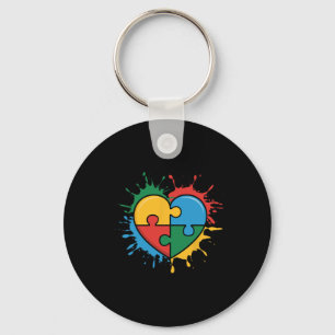Love Heart Puzzle Piece Acceptance Autism Awarenes Key Ring