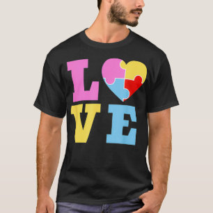 Love Heart Puzzle world Autism Day T-Shirt