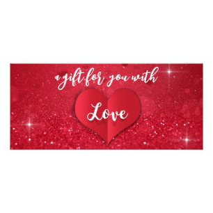 Love Heart Red Glitter Valentine's Day Gift Card