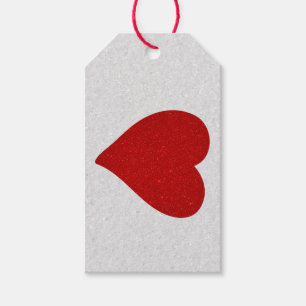 Love Heart Red Glitter Valentine's Gift Tags