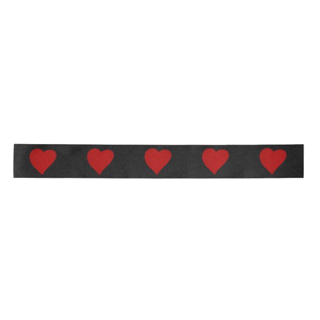 Love Heart Red Glitter Valentine's Satin Ribbon (Front)