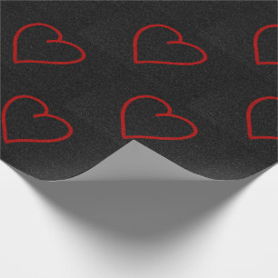 Love Heart Red Glitter Valentine's Wrapping Paper