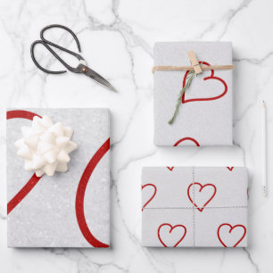 Love Heart Red Glitter Valentine's Wrapping Paper