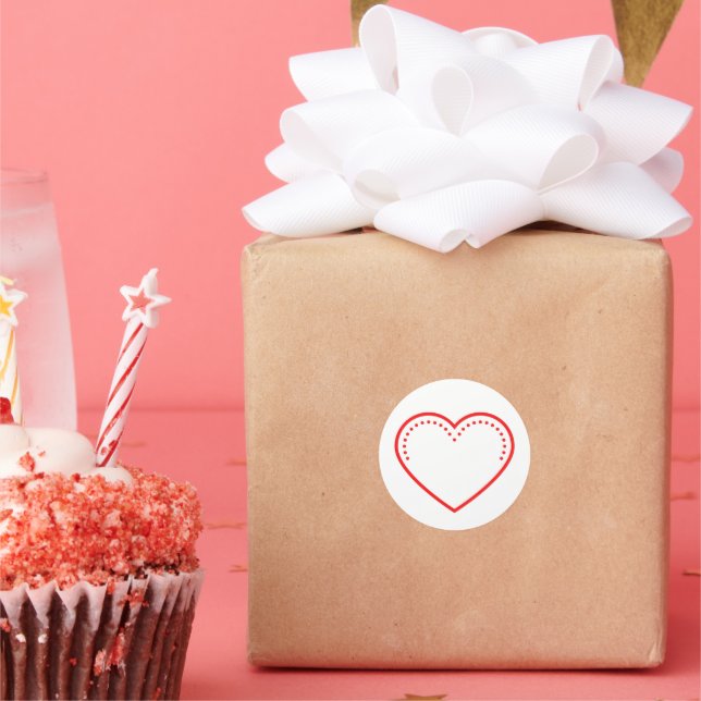 Love Heart Red Valentine's Classic Round Sticker (Party)