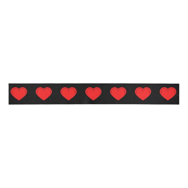 Love Heart Red Valentine's Grosgrain Ribbon (Front)