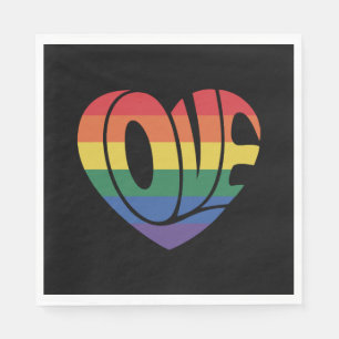 Love Heart retro 70s Groovy LGBT Rainbow Pride Napkin